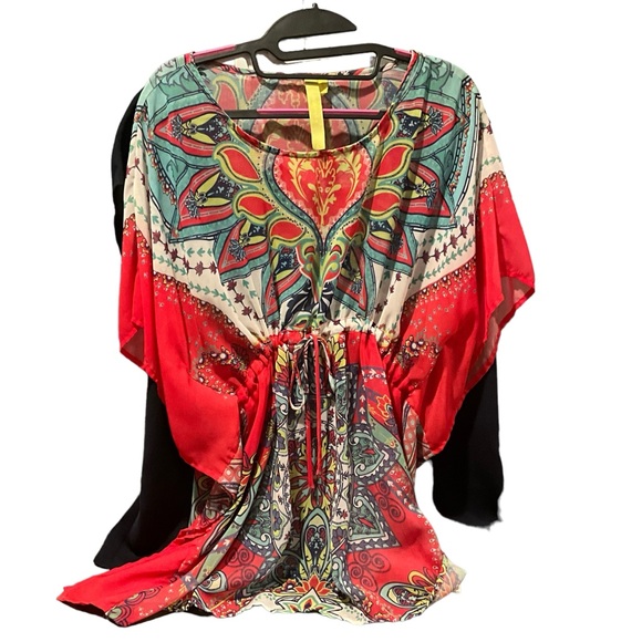 RARE Green Dragon Caftan Style Tunic Top - Picture 6 of 13